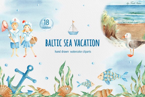 Baltic Sea Vacation Watercolor Clipart