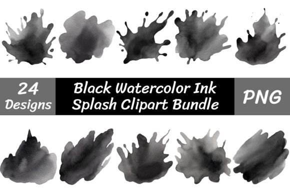 Black Watercolor Ink Splash Clipart: A Designer's Essential Tool