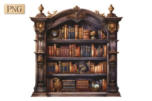 Bookshelf Watercolor Clipart: Artful Graphics for Brands