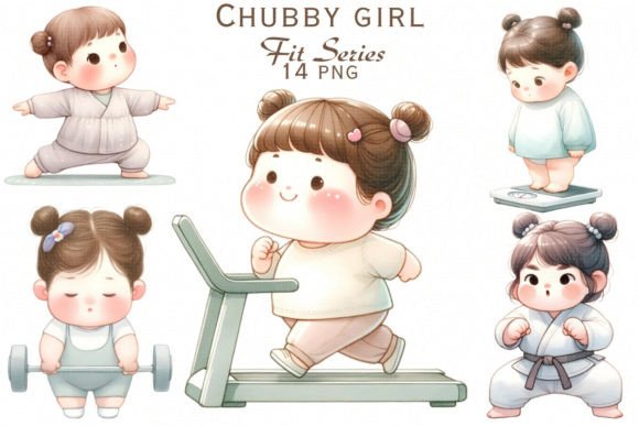 Chubby Diet Series Watercolor Clipart