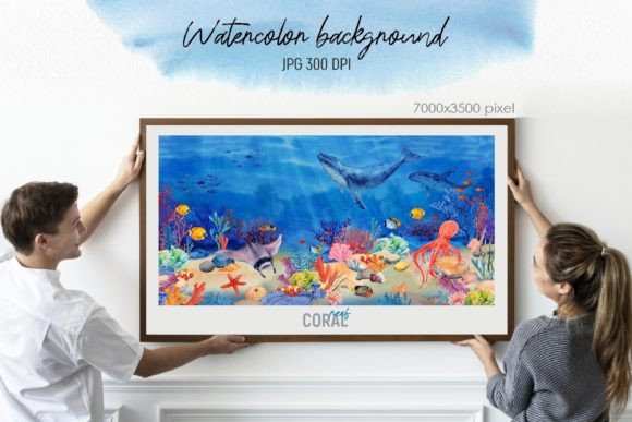 Coral Reef Watercolor Background: Creative Typography
