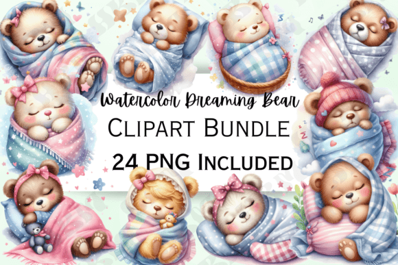 Cute Watercolor Sleeping Bear Clipart Font Review