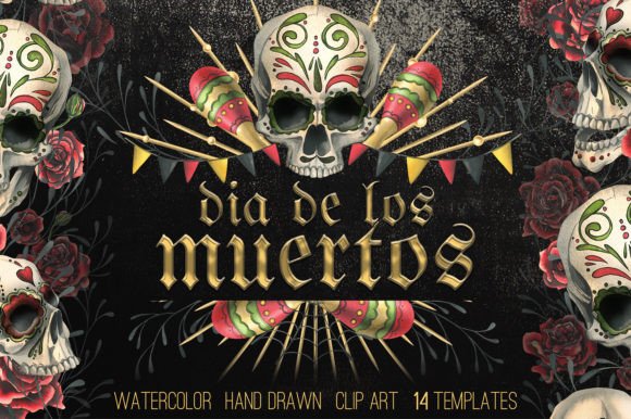 Día De Muertos Watercolor Templates