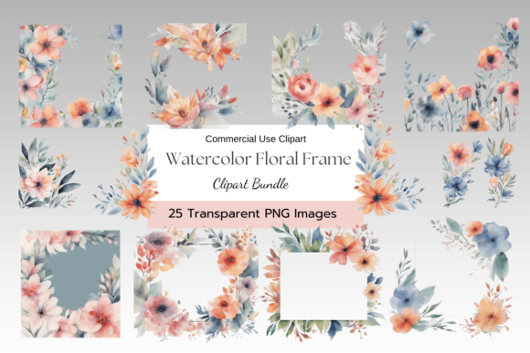 Dreamy Coral Watercolor Floral Frame