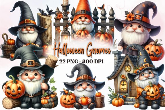 Halloween Gnomes Watercolor Clipart: Whimsy Meets Seasonal Design