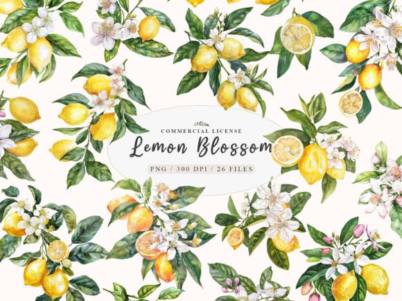 Lemon Blossom: Fresh Watercolor Charm for Brands