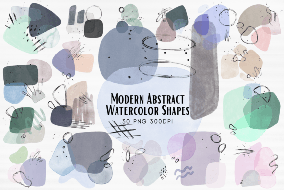 Modern Abstract Watercolor Shapes: Versatile Design Assets for Creative Projects