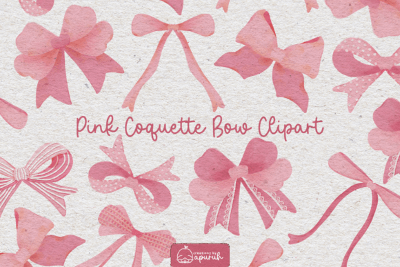 Pink Coquette Bows Watercolor Clipart