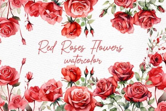 Red Roses Clipart Watercolor Roses PNG for Design