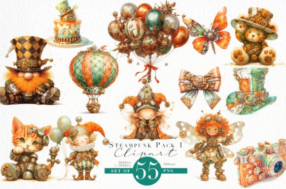Steampunk Watercolour Clipart