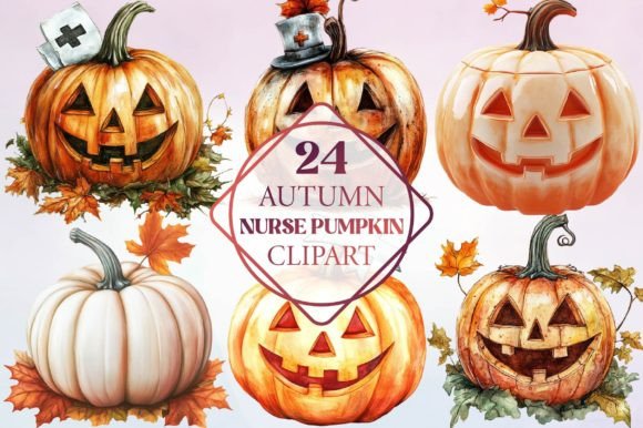 Watercolor Autumn Nurse Pumpkin Clipart: A Designer’s Seasonal Essential