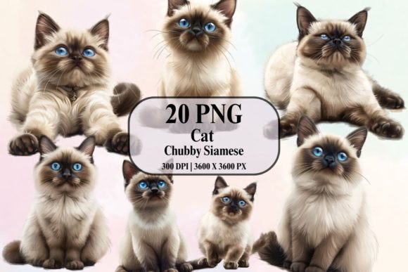 Watercolor Chubby Siamese Cat: A Playful Display Font With Personality