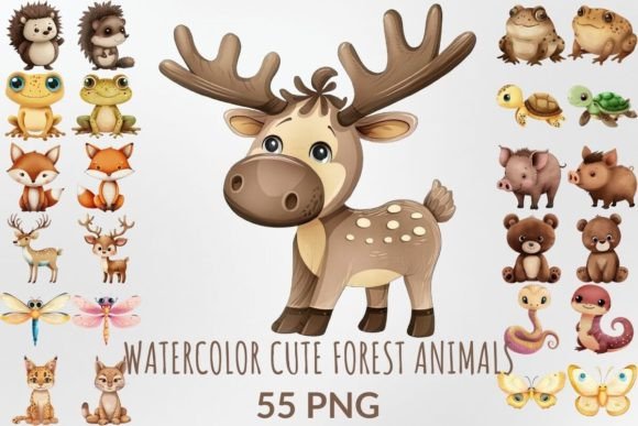 Watercolor Cute Forest Animals for a Whimsical Touch