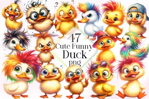Watercolor Funny Duck Clipart: A Playful Design Asset