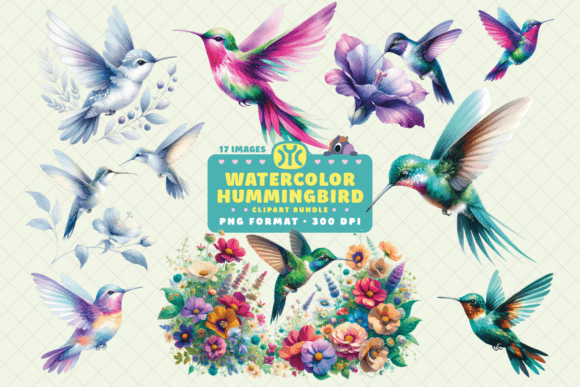 Watercolor Hummingbird Clipart