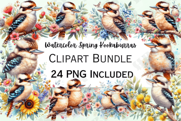 Watercolor Kookaburras Clipart: A Fresh Take on Wildlife Design