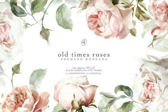 Watercolor Rose Premade Frames: A Decorative Font with Artistic Depth