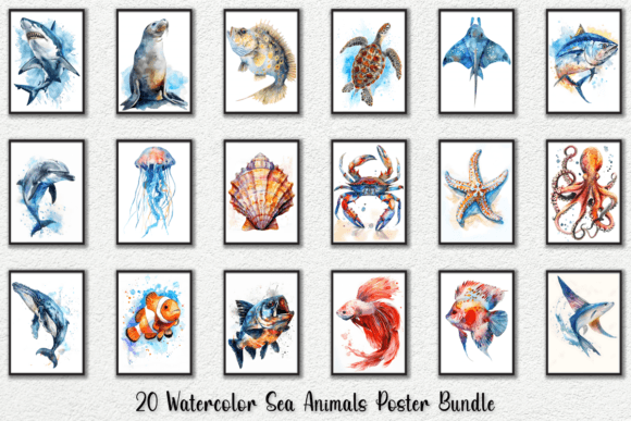 Watercolor Sea Animals Wall Art Posters: Design & Decor Essentials
