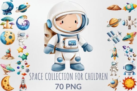 Watercolor Space Collection for Children