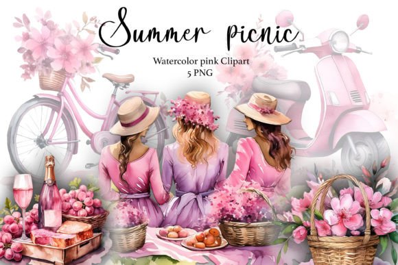 Watercolor Summer Picnic PNG: Design with Charm