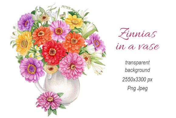 Watercolor Zinnia Flowers in a Vase: A Creative Font for Modern Design