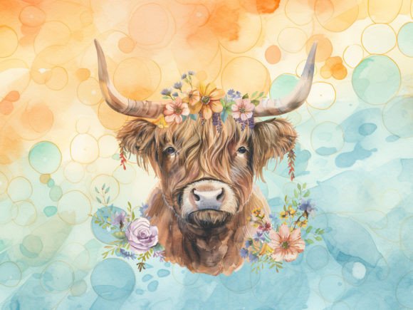 Watercolour Highland Cows PNG Graphics